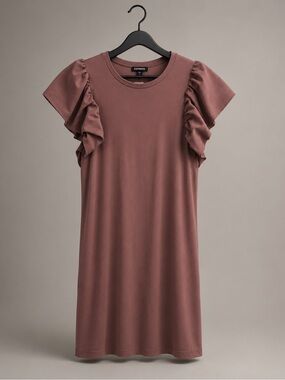 Express Dusty Mauve Ruffle Sleeve Mini Dress